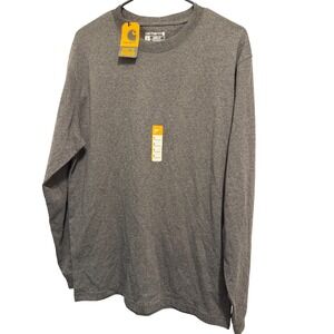 Carhartt Mens Loose Fit Long Sleeve Graphic Logo T-Shirt Gray Orange Small NWT